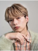 韓国ヘアニュアンスコンマバングセンターパートフェザーパーマ