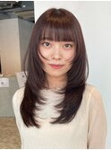 顔周りレイヤーロング前髪カット_ba520591