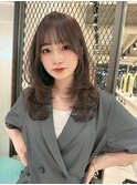  小顔に見えるトレンドヘア/黒髪/オリーブグレー/ココアベージュ