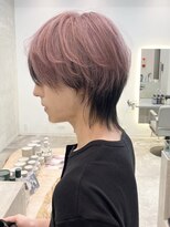 ダブルトーキョー シブヤ(W-TOKYO SHIBUYA)&nbsp;メンズウルフカットハイトーンブリーチピンクカラーリタッチ