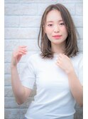 毛先パーマネオウルフ小顔外ハネボブアッシュブラウン