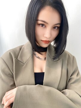 ノク(nok) オリーブグレーボブ_カーキグレージュマッシュショート