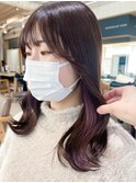 インナーカラーラベンダー☆ショコラベージュ/ボブルフ/カール◎