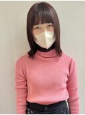 村上/ピンクブラウン顔まわりレイヤー切りっぱなしボブ小顔20代