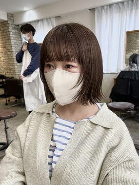 シェノン 西梅田(CHAINON) グレーベージュ/レイヤーロング/黒髪/前髪パーマ