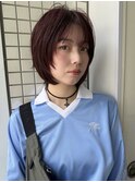 ボブレイヤーカット ワインレッド