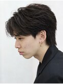 センターパートフェザーパーマツイストスパイラルパーマメンズ