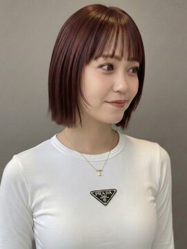 キャパ セントラル 天神 大名店(CAPA central) ショートボブ 顔周りカット 艶髪 ブラウンカラー 20代