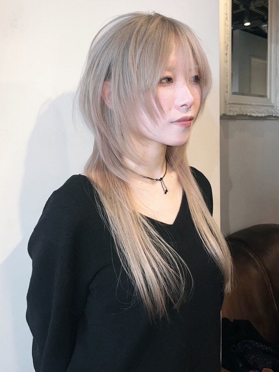 ロングウルフ ハイレイヤーウルフ ミルクティーベージュ：L274942153