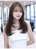 大人かわいい前髪セシルカットココアブラウンフリンジウェーブ