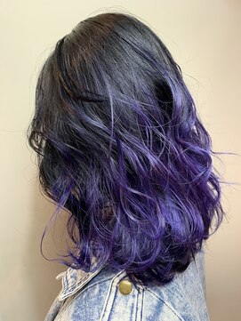 コキャン(COQUIN) グレー×パープル×グラデーション×裾カラー×esaki maya