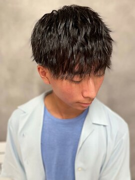 ザ マイル(The mile) ゆる巻き無造作メンズパーマアッシュブラックメンズカット