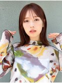プチミディアム切りっぱなしレイヤーピンクベージュスタイル
