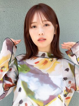 フォト 新宿(foto) プチミディアム切りっぱなしレイヤーピンクベージュスタイル