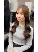 顔周り　コテ巻き風パーマ　くびれパーマ　韓国風パーマ