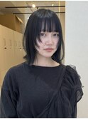 ブルーブラック顔まわりレイヤー/ハッシュボブ/KAREN