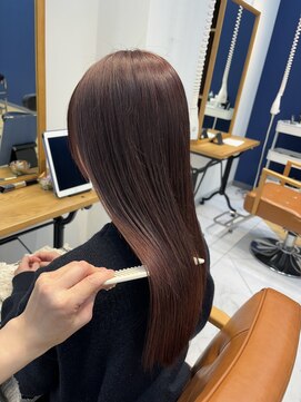 ユニ バイ マグ 長野店(Uni.by Mag) 20代30代40代ピンクアッシュ髪質改善カラー艶感ストレート