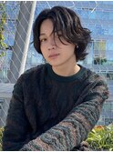 ウルフメンズ ミディアムレイヤー ニュアンスパーマ MOMO