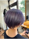 小顔似合わせカットくびレイヤーエモージュ大人可愛いブルー