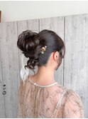 結婚式お呼ばれふわふわお団子アレンジ