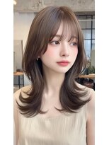 ノイエ 原宿 北参道(NoIE)&nbsp;くびれレイヤーカットミルクティーベージュ顔周りカット
