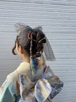 メンズアンドレディース モテナ&nbsp;水引アレンジ、フィガーエイト風、着物ヘア