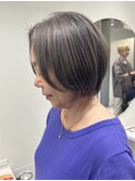 くびれショートボブグレイカラー白髪染め白髪ぼかしハイライト