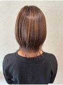 切りっぱなし　レイヤーボブ　ベージュカラー髪質改善　質感再整