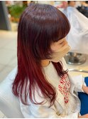 本八幡×赤×グラデーションカラー×レイヤーカット