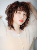 ワイドバング細めハイライト外ハネくびれウルフv戸頭20代30代