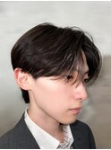 センターパートメンズカット韓国ヘアダウンパーマ刈り上げなし