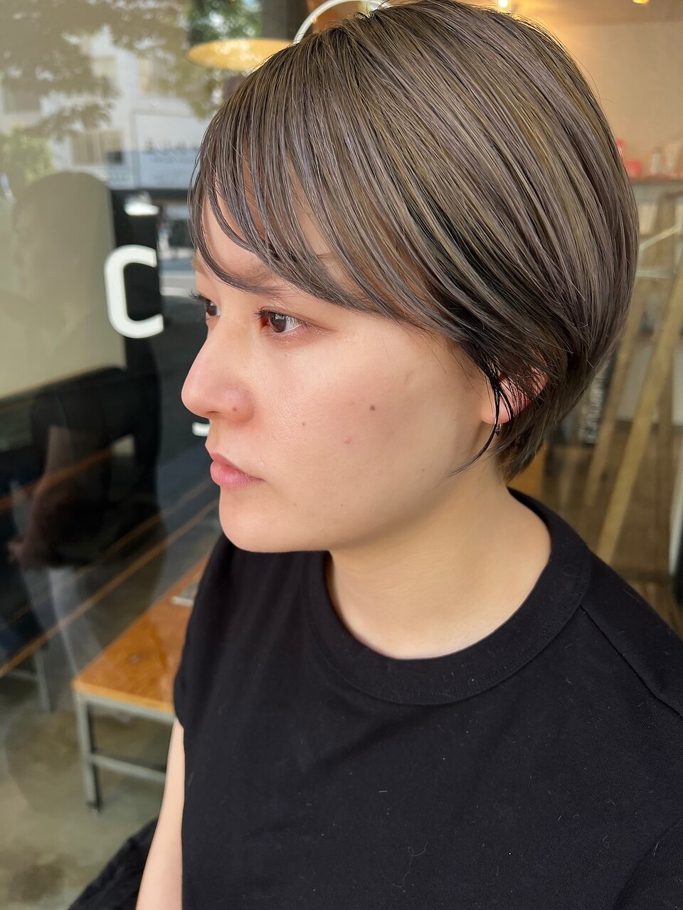 ユキ　カールベリーショート　ダークブラウン　Sサイズ 20代30代40代/波パーマ レディースメンズライクショート｜丸型×