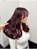 ワインレッド/ボルドー/ロング/ブリーチなし/艶髪/20代30代