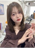 ミディアムレイヤーカットミルクティーブラウン2