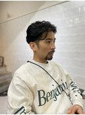 大人ローフェードビジネスかき上げパーマ