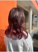 パープルレッド　バレイヤージュ