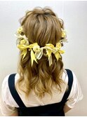 編み込みハーフアップ