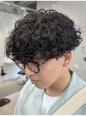プードルパーマ波巻きスパイラルパーマツイストパーマメンズ眉毛