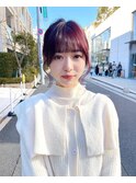 ナチュラル小顔前髪あり後れ毛サイドバング結べるボブくびれヘア