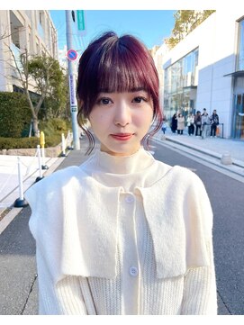 ノラ ヘアーサロン(NORA HAIR SALON) ナチュラル小顔前髪あり後れ毛サイドバング結べるボブくびれヘア