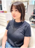 ロブスタイル*顔周りカット*ナチュラルボブ*前髪ありボブ