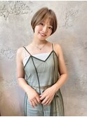 ブリーチ 学割 オリーブベージュ レイヤーカット リタッチ