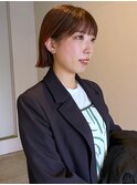 ミニボブ 外ハネボブ オレンジブラウン 美髪 20代 ブリーチなし