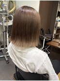 ブリーチ一回ミルクティーベージュ！肩上切りっぱなしボブ