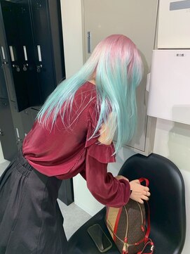 ペレ 原宿(PELE) ダブルカラー/ケアブリーチ/羽エクステ/原宿