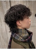 波巻きツイストスパイラルパーマ×メンズウルフカット