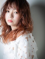 モッズヘア 上尾西口店(mod's hair) インナーカラーオレンジブラウン小顔ウェーブw上尾10代20代30代