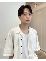 ウェットセンターパート七三オールバックツーブロック（表参道）