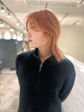 リシェスバイエンヴィー 西宮北口(Riches by ENVY) ryu オレンジベージュ　ウルフヘア