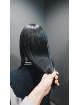 ボアップ 難波店(boappu) #ブリーチなし#ブルーブラック#ロングヘア